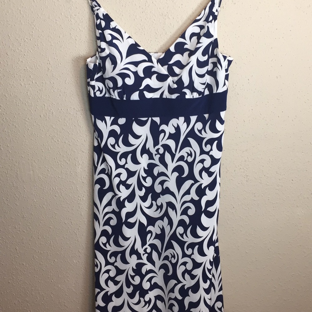 Ann Taylor Silk Leaf Print Dress Metal Straps SZ 4